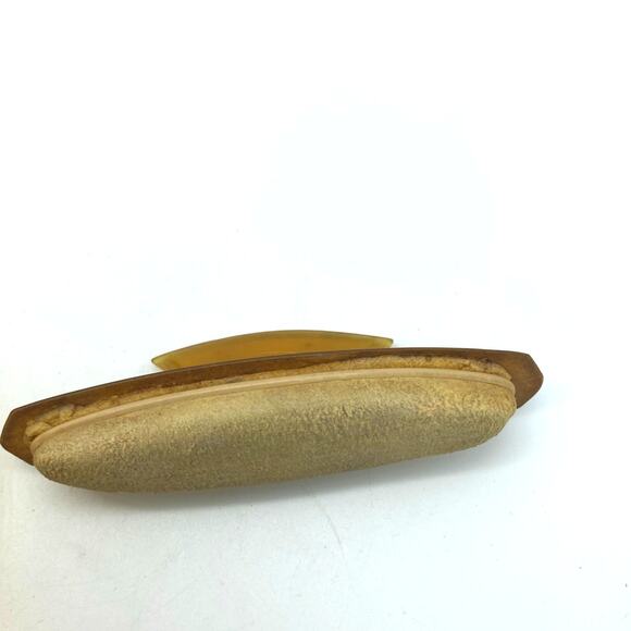 Vintage Art Deco Amber Pyralin powder Vanity Box and Nail Buffer Celluloid - Picture 7 of 8